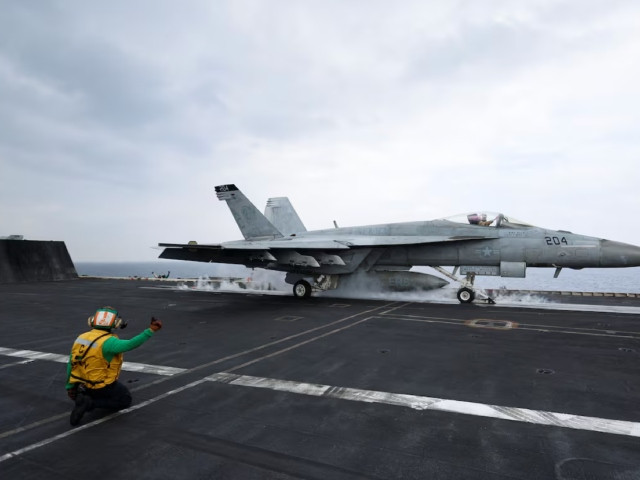 file photo a f a 18e super hornet fighter jet is catapulted off the flight deck of the uss dwight d eisenhower cvn 69 aircraft carrier in southern red sea middle east february 13 2024 photo reuters